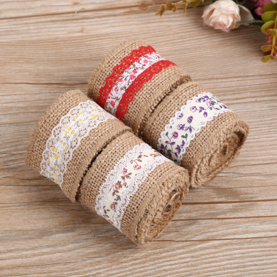 蕾丝花边麻布手工织带 韩式花束带 鲜花包装材料