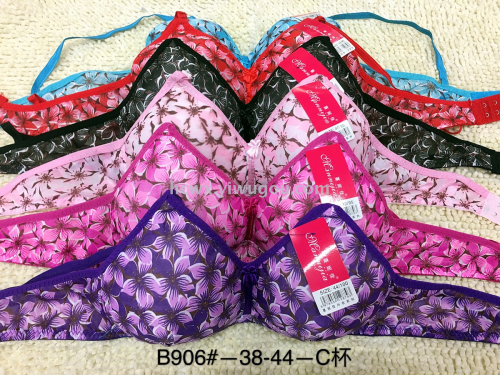 women‘s underwear flower print wireless two breasted comfortable bra foreign trade in stock cross-border wholesale