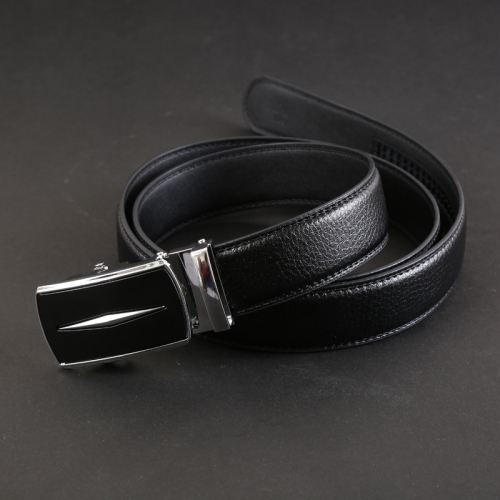 [Customization Supported Logo] Men‘s Automatic Buckle Covered Soft Surface Leather Belt Young and Middle-Aged Pant Belt Factory Wholesale
