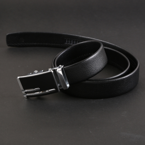 [Support Customized Logo] Men‘s Automatic Buckle Covered Soft Leather Belt Young and Middle-Aged Pants Belt Factory Wholesale