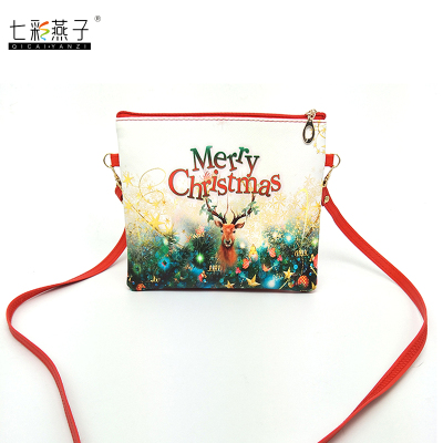 Europe and the United States new Christmas gift package cartoon elk snowman children oblique cross package shoulder bag