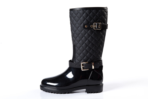 Factory Direct Sales Dual-Use Fashion Mid-Calf Rain Boots PVC Rain Boots Buckle Women‘s Rain Boots Adult Rain Shoes Non-Slip