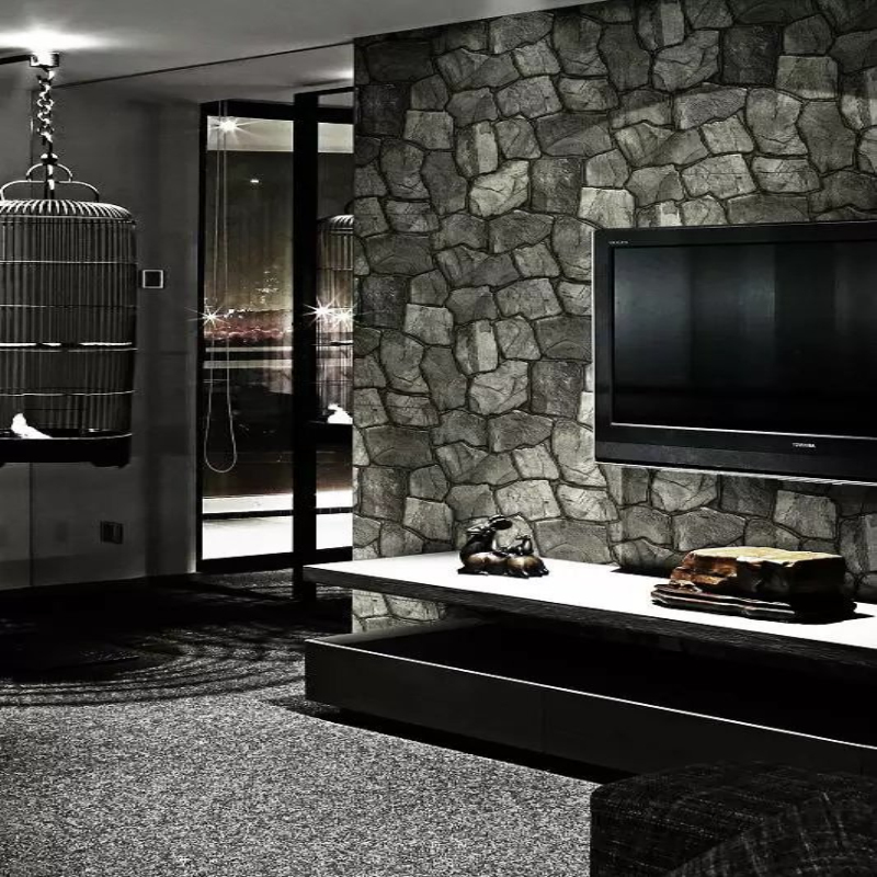 Wallpaper Bedroom Retro Living Room Wallpaper Personalized TV Background 3D Stone Nonwoven