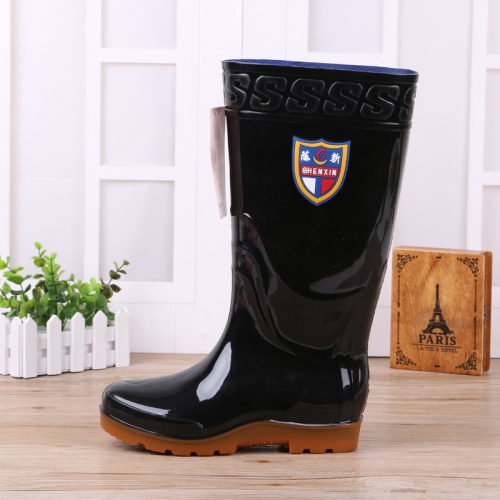 factory direct sales high-top glossy non-slip labor protection rain boots work shoes