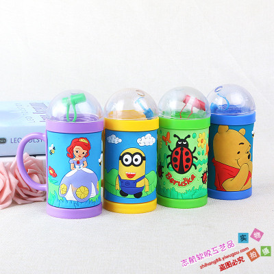 Customized PVC cartoon soft plastic mug children's gifts water cup gifts soft plastic straw cup tea kettle