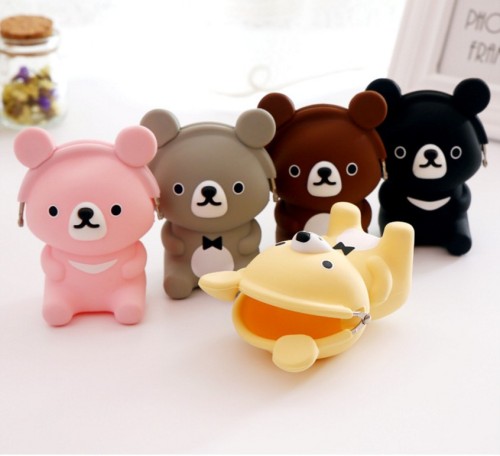 Bear-Shaped Keychain Wallet Coin Bag Silicone Coin Purse