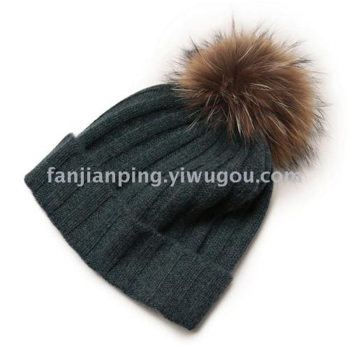 winter new cashmere casual reverse fox fur ball parent-child hat unisex