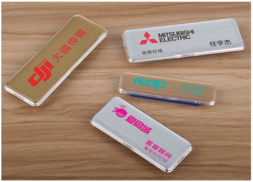 Xinhua Sheng Metal Badge Silk Screen Magnetic Badge Name Brand Customized Aluminum Alloy Pin Badge