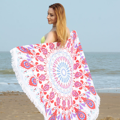 Hot Sale Round Circle Beach Towel Shawl Microfiber Blanket with Tassel Yoga Mat Play Mat 