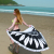 Summer Round Beach Towel Feather Printing Black Microfiber Blanket Women Shawl with Tassel