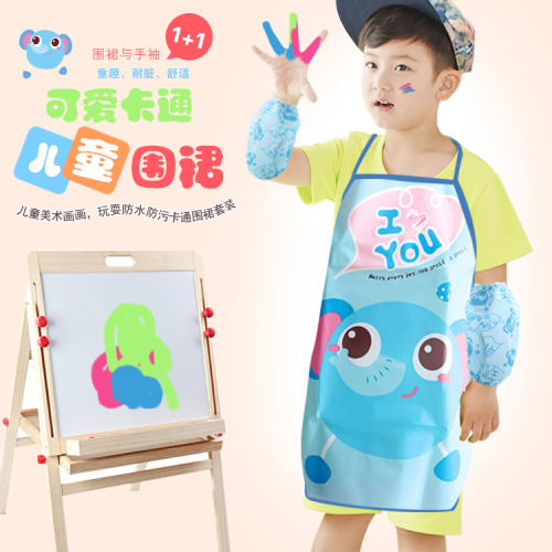 children‘s lace-up waterproof apron baby sleeveless with sleeves painting clothes