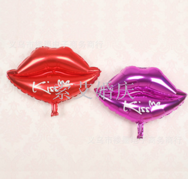 kiss lips aluminum film balloon wedding room decoration party on-site valentine‘s day layout creative red lips shape
