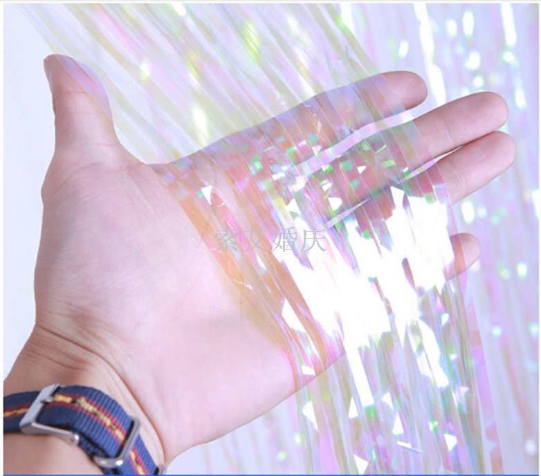 Laser rain curtains balloon straps background decoration