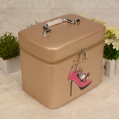 Guanyu PU bright makeup bag portable portable women's cosmetics storage box two sets