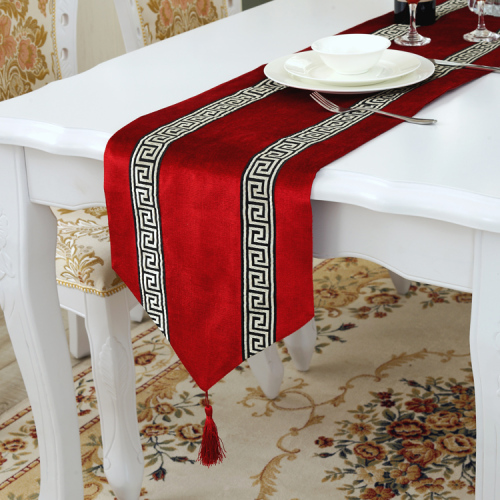 new house factory direct sales chinese style back stripe table runner tablecloth bed runner classical fabric fashion simple