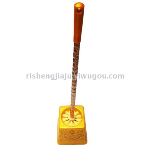 high-grade golden carved rod square hollow base toilet brush set rs-3565