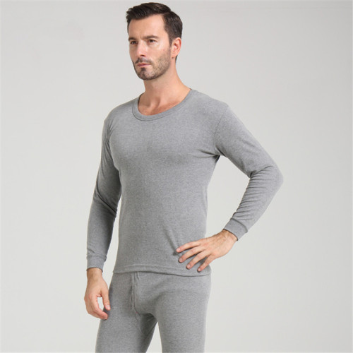 middle-aged and elderly men‘s all cotton thermal underwear pure cotton long johns top & bottom solid color round neck men‘s underwear factory direct sales