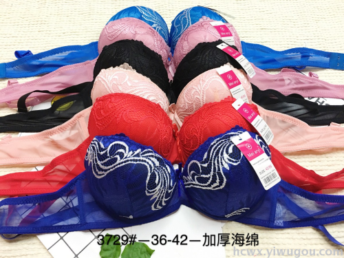 Lace Padded Bra with Steel Ring Two Breasted Female Underwear Bra Foreign Trade