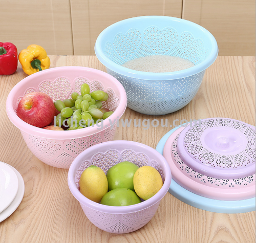 Plastic Fruit and Vegetable Plate Fashion Hollowed-out Fruit Basin Kitchen Vegetable Washing Basket Drain Fruit Plate