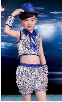 June 1 Children‘s Costume Boy Hip-Hop Jazz Dance Costume Suit Summer Kindergarten Girls Sequins Performance Wear