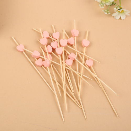 creative new disposable fruit fork bamboo stick love fruit stick bamboo wood products