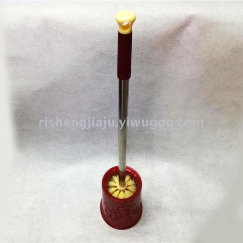 rotatable stainless steel handle round engraving base toilet brush set rs-3559