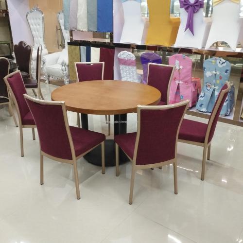 shanghai star hotel aluminum alloy imitation wooden chair foreign trade hotel high-end banquet dining table and chair customization