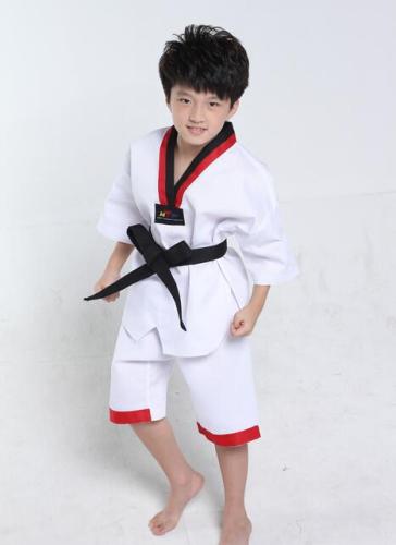 Children‘s Men‘s and Women‘s Long and Short-Sleeved Cotton Adult Taekwondo All-Cotton Summer Kickboxing Uniform Beginner Training Clothes