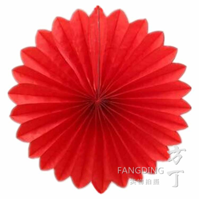 Factory Direct Sales 14 Inch 35cm Handmade Fan Wedding Party Show Window Decoration Tissue Paper Hollow out Fan