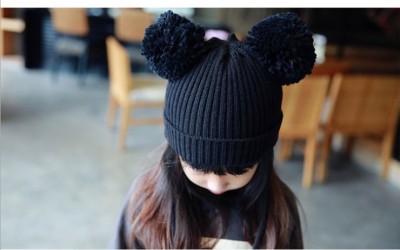 Children 's Mickey ball ball wool hat knit cap cute warm cartoon autumn and winter tide cap