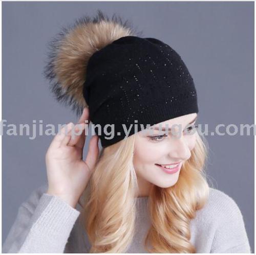 Large Ball Cashmere Knitted Casual Women‘s Hat Winter Korean Style Warm Earflaps Cap