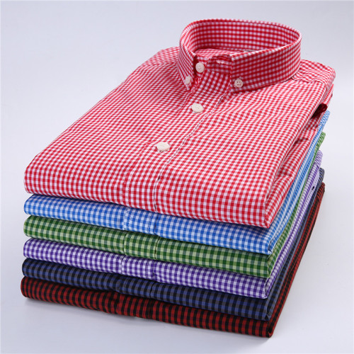Men‘s Shirt Slim Business Casual Spring and Autumn Fine Plaid shirt Men‘s Long Sleeve Customized 