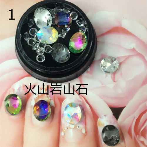 manicure jewelry crystal glass diamond magic color volcanic rock drill mixed