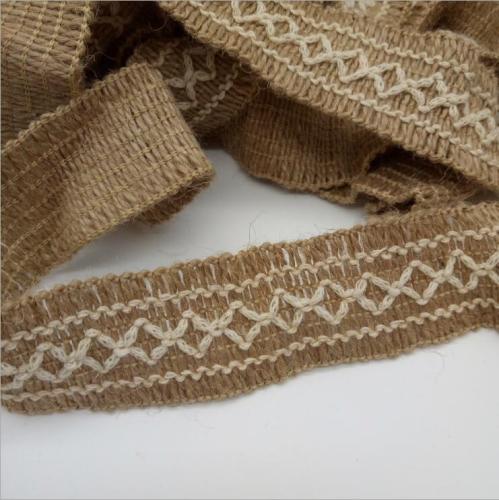 wholesale customized cotton and linen square shape wavy lace clothing bag accessories 3.5cm