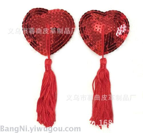 sexy nipple stickers tassel heart-shaped sequins props chest stickers invisible bra nipple stickers wholesale