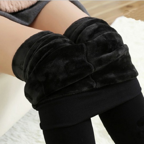 Fuzhuo Bird Women‘s New Autumn and Winter Fleece-Lined Thickened Pearl Velvet One-Piece Pants Stepping Pants Warm Pants Women‘s Leggings 