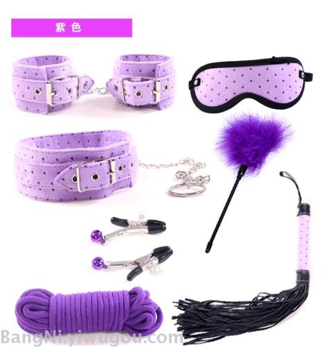 Colorful Sex Toys 7-Piece Set， Alternative Adult Sex Handcuff Whip Accessories