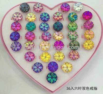 36 hearts imitation color diamond ring