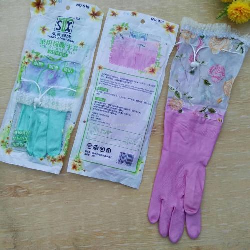 Factory Direct Sales Tiantian Shuxin Thermal Pearlescent Ultra-Thin Paste Hand Pull Buckle Large Mouth Lace Gloves Laundry Gloves