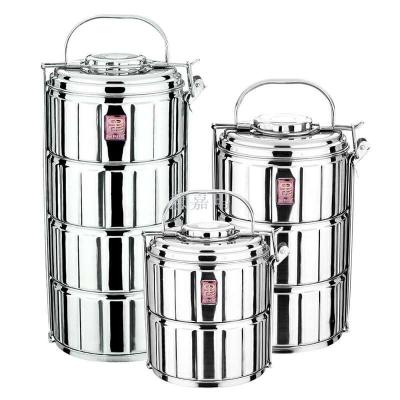 Three layer multilayer of adult stainless steel lunch box four large capacity lunch box lunch bucket double lunch box