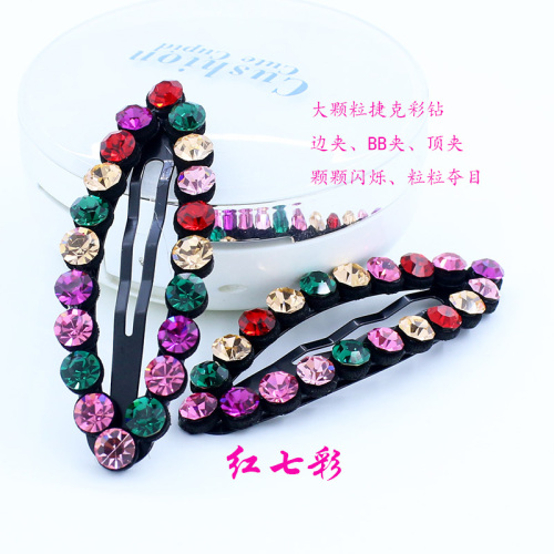 ancher korean hair accessories with diamond double flower type barrettes high-grade temperament full diamond bb head clip side clip