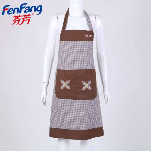 factory direct korean plaid embroidered apron fashion kitchen oil-proof and antifouling sling apron