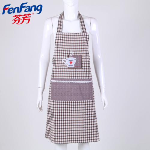 embroidered apron adult plaid apron waterproof antifouling kitchen apron factory direct sales