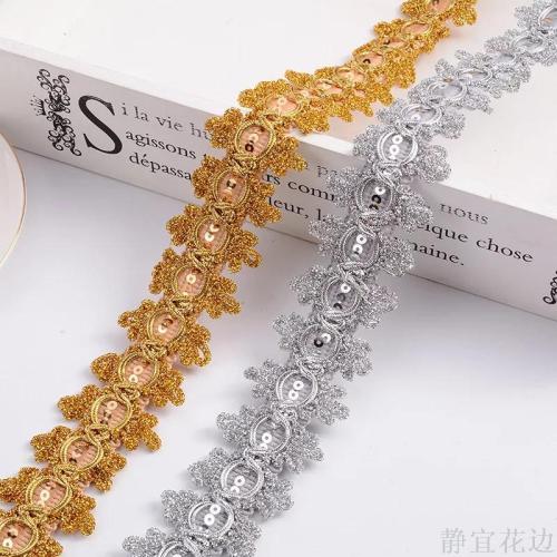 gold and silver wire sequin lace 2.5cm stage clothing accessories