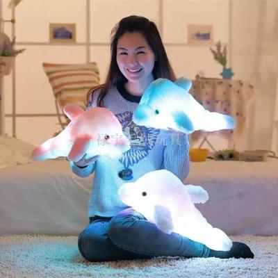 Glowing LED colorful light Dolphin toy manufacturers doll plush toy pillow music