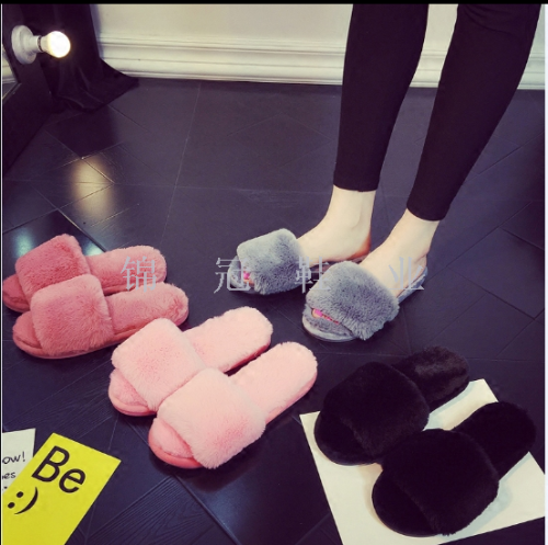 Fluffy Slippers Women‘s Summer Autumn and Winter Four Seasons Home Indoor No-Skid Floor Flip-Flops Plush Confinement Shoes Cotton Slippers Winter