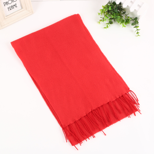 men‘s and women‘s double-sided velvet scarf women‘s solid color tassel scarf autumn and winter plain （monochrome） scarf