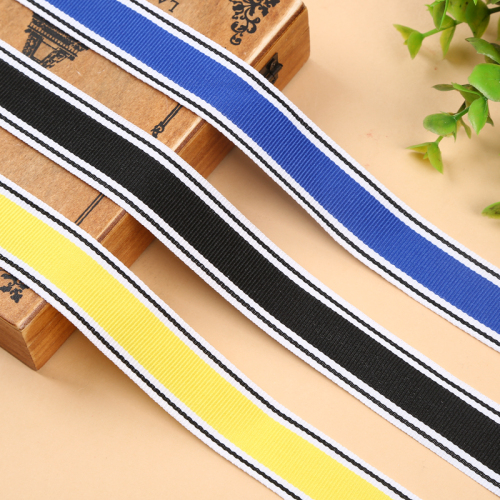 2.5cm Double-Sided Ribbed Band Bilateral Black Middle Color Silk Ribbon Webbing