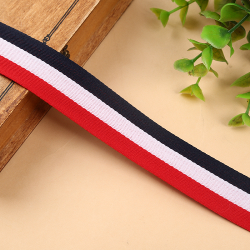 Spot 2.5cm Twill Red， White and Black Three-Color Stripe Ribbon