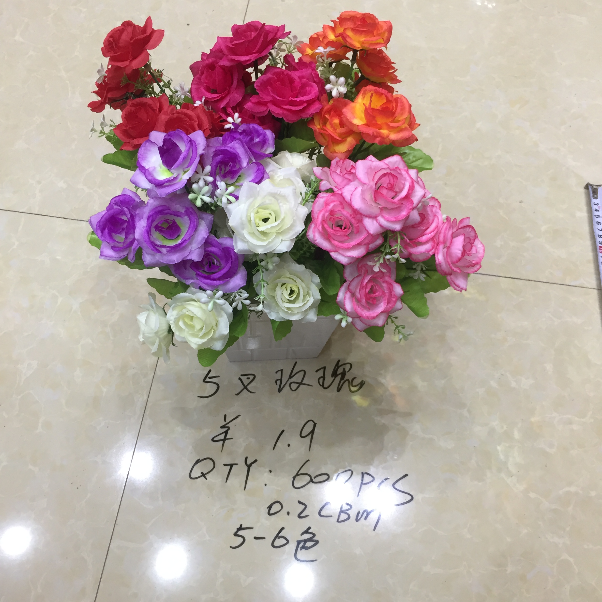 5叉玫瑰 仿真花 人造花